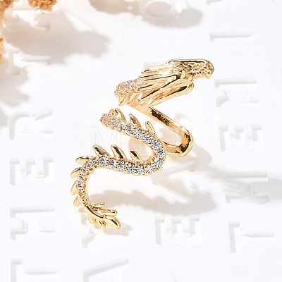 Brass Clear Cubic Zirconia Cuff Earrings EJEW-Q025-01B-G-1