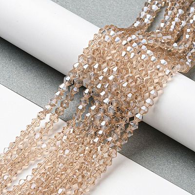 Transparent Electroplate Glass Beads Strands GLAA-F029-3mm-C12-1