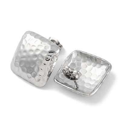 304 Stainless Steel Square Stud Earrings EJEW-D281-28S-1