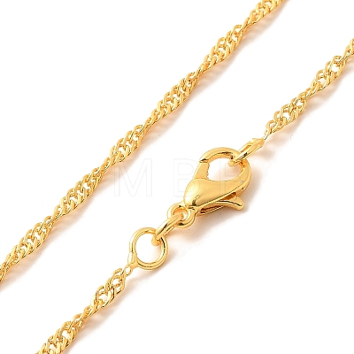 1.5mm Rack Plating Brass Singapore Chain Necklaces for Women Men MAK-L044-22G-1