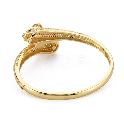 Brass Micro Pave Cubic Zirconia Snake Bangles for Women BJEW-Q700-006-NF-1