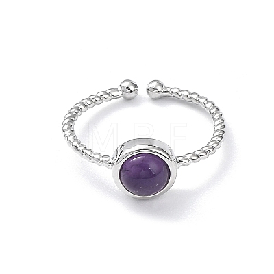 Natural Amethyst Cuff Rings RJEW-E074-01P-03-1