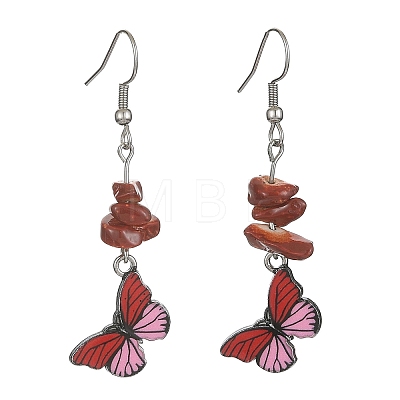Synthetic & Natural Mixed Gemstone Chips Dangle Earrings EJEW-JE05340-1