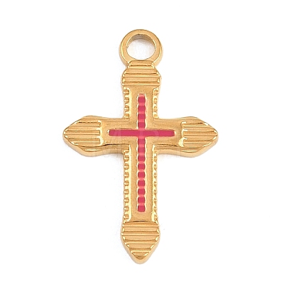 Easter 304 Stainless Steel Red Enamel Pendants STAS-E524-05G-1