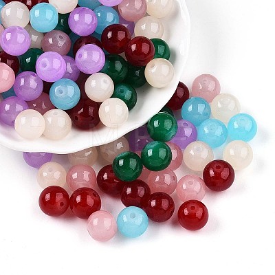 Baking Paint Imitation Jade Glass Beads X1-DGLA-Q021-10mm-M-1
