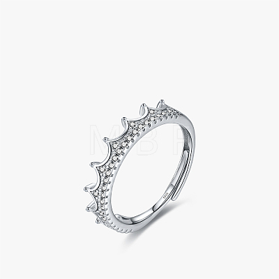 Crown 925 Sterling Silver Micro Pave Cubic Zirconia Finger Rings FS-WG8EC35-01-1