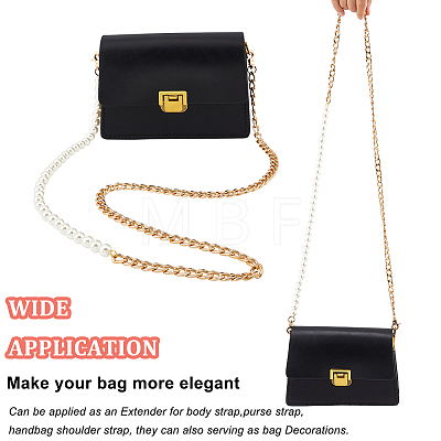 WADORN 1Pc Plastic Imitation Pearl Beaded Bag Handles PURS-WR0006-92G-1