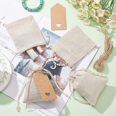 10Pcs Cotton Packing Pouches Drawstring Bags ABAG-NB0001-41B-1