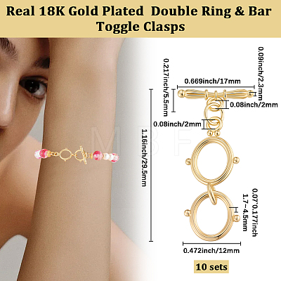 10 Sets Brass Toggle Clasps KK-BBC0021-03-1