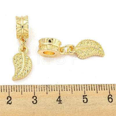 Rack Plating Alloy Leaf European Dangle Charms FIND-B034-41G-1