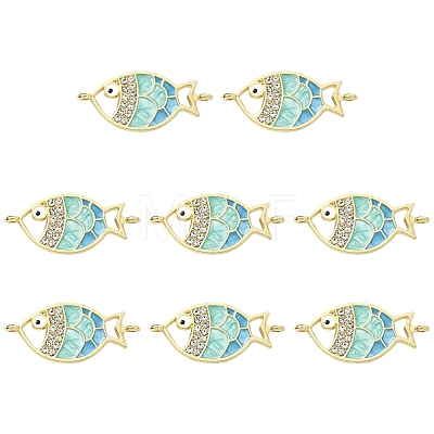 10Pcs Alloy Enamel Fish Links Connectors ENAM-YW0005-86C-1