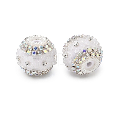 Bling Resin Rhinestone Flower Beads OACR-D310-01P-F-1