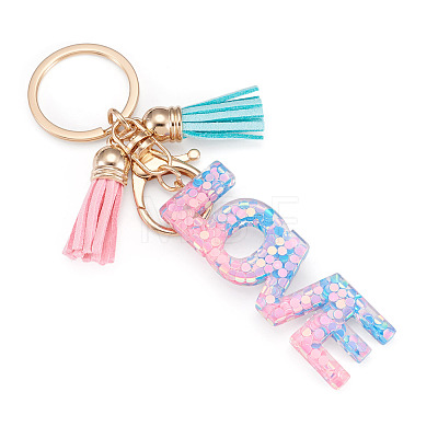 Alloy & Resin Tassel Keychains AJEW-TADJ0001-18B-1