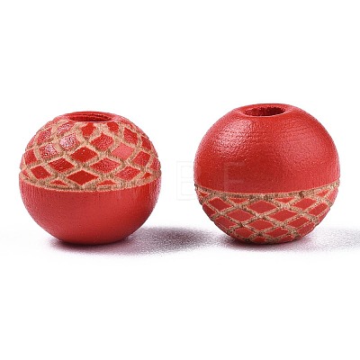 Painted Natural Wood Beads WOOD-S057-072N-1