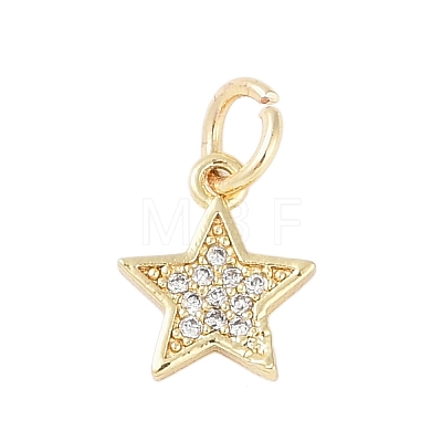 Rack Plating Brass Micro Pave Clear Cubic Zirconia Charms KK-Z060-08G-01-1