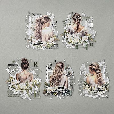 6Pcs 5 Styles DIY Figure Picture Stickers STIC-U004-01F-1