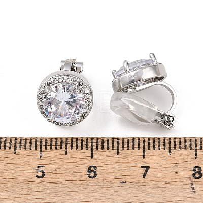 Brass Micro Pave Clear Cubic Zirconia Cuff Earrings EJEW-Z148-01P-1