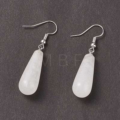 Teardrop Platinum Tone Brass Natural Crystal Dangle Earrings EJEW-M058-11-1