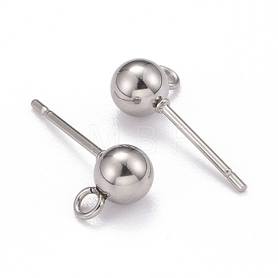 Non-Tarnish 40Pcs 4 Styles 202 Stainless Steel Ball Stud Earring Findings STAS-LS0001-13P-1