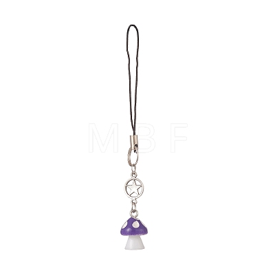 Mushroom Opaque Resin Mobile Strap HJEW-JM00970-1