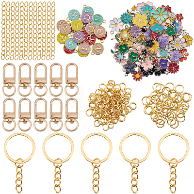 DIY Letter & Flower Keychain Findings Kits DIY-BM0002-22-1