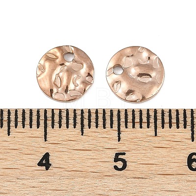 304 Stainless Steel Textured Disc Charms STAS-Q336-11A-RG-1