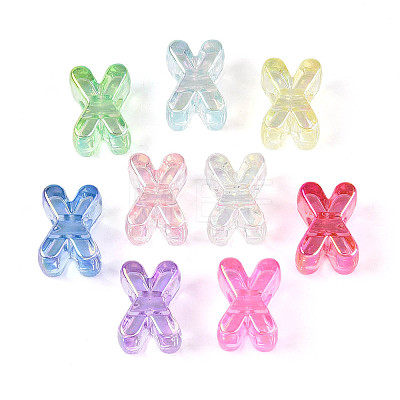 UV Plating Transparent Acrylic European Beads OACR-M027-02X-1