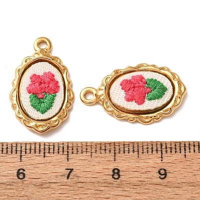 304 Stainless Steel & Cloth Embroidered Pendants FB-CBAFBAF-04G-1