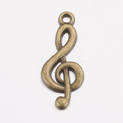 Tibetan Style Alloy Treble Clef Pendants TIBEP-R315-AB-FF-1