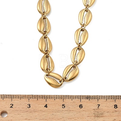 Ocean 304 Stainless Steel Cowrie Shell Shape Link Chain Necklaces for Women NJEW-K310-01G-1