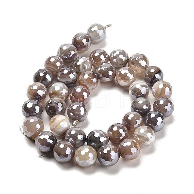 Electroplated Natural Botswana Agate Round Beads Strands G-L598-A03-03-1