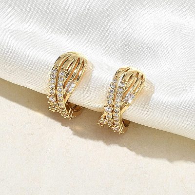 C-Shaped Brass Micro Pave Clear Cubic Zirconia Cuff Earrings EJEW-L316-01G-05-1