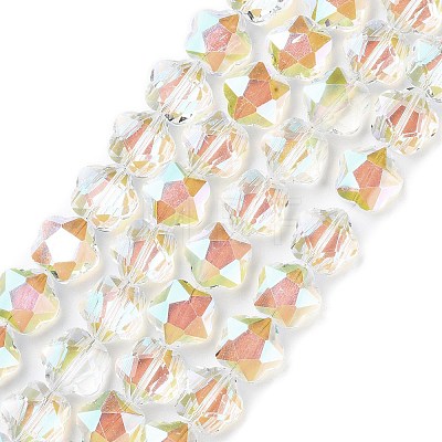 Transparent Electroplate Glass Beads Strands GLAA-P056-001PS-1