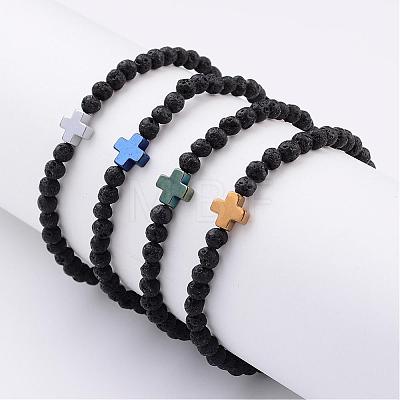 Natural Lava Rock Stretch Bracelets BJEW-JB02471-1