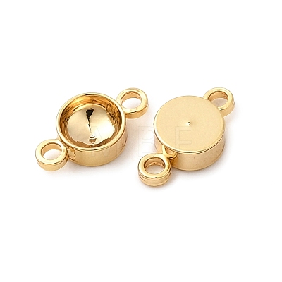 Flat Round Brass Rhinestone Connecter Settings KK-P340-06B-G-1