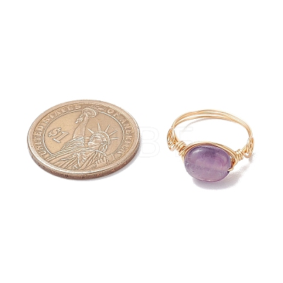 Oval Natural Amethyst & Amazonite & Rose Quartz & Citrine Finger Rings GG-CJ22AE-G-1