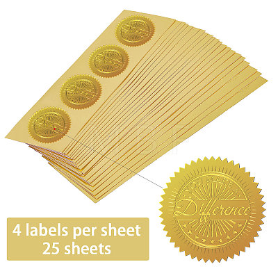 Self Adhesive Gold Foil Embossed Stickers DIY-WH0211-373-1