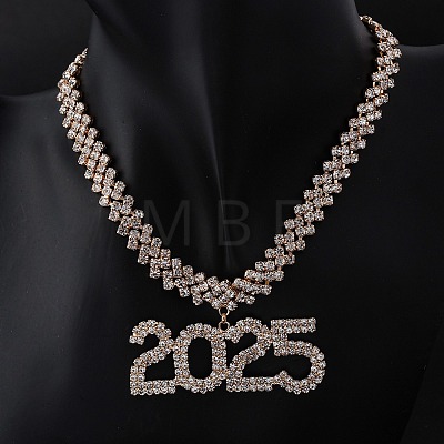 Brass Full Crystal Rhinestone 2025 Pendant Necklaces for Women NJEW-Q005-01G-1