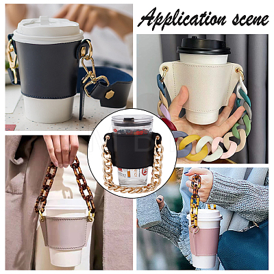 PU Leather Heat Resistant Reusable Cup Sleeve AJEW-WH0326-39B-1
