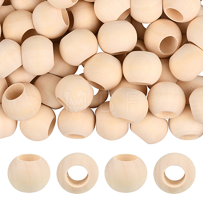 Natural Unfinished Wood Beads WOOD-PA0001-16B-1