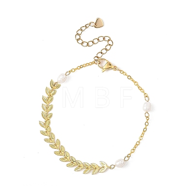 Natural Cultured Freshwater Pearl Beads Link Bracelets BJEW-JB12857-01-1