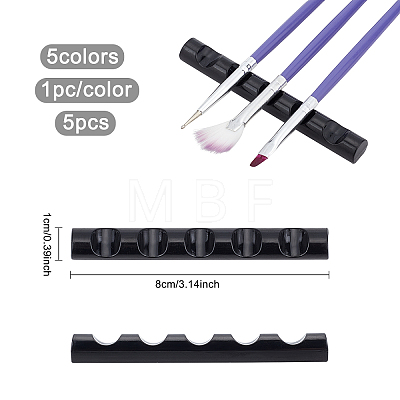 5Pcs 5 Cololrs 5 Grids Plastic Nail Art Brush Pen Holder Stand MRMJ-FG0001-10-1