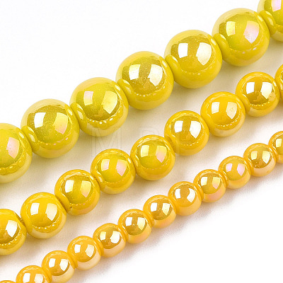 Electroplate Opaque Glass Beads Strands GLAA-T032-P6mm-AB08-1