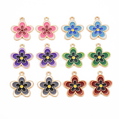 Light Gold Alloy Enamel Pendants ENAM-S126-132-1