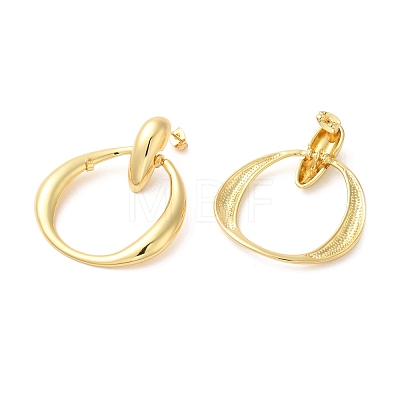 Real 18K Gold Plated Brass Dangle Stud Earrings EJEW-G382-09B-G-1