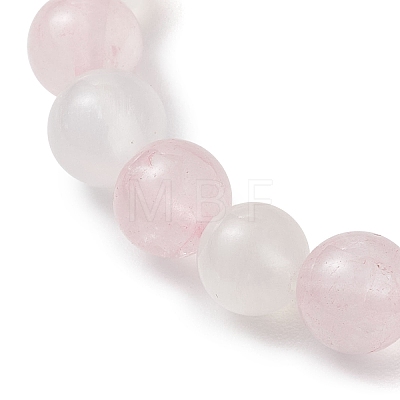 Natural Rose Quartz & Selenite Beaded Stretch Bracelets for Women BJEW-JB13140-1