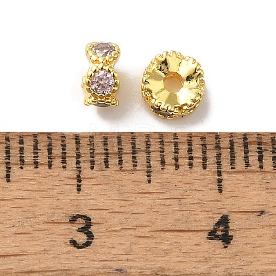 Brass Micro Pave Cubic Zirconia Beads KK-C072-22G-03-1