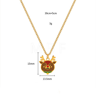 Christmas 304 Stainless Steel Enamel Pendant Necklaces FS-WGDAA96-03-1