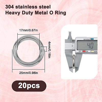20Pcs 304 Stainless Steel Closed Jump Rings STAS-SP0001-85A-1