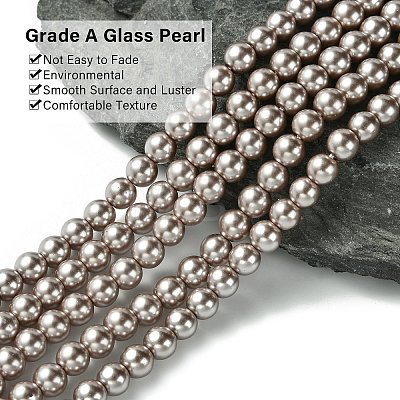 Eco-Friendly Dyed Glass Pearl Beads Strands HY-A008-6mm-RB017-1